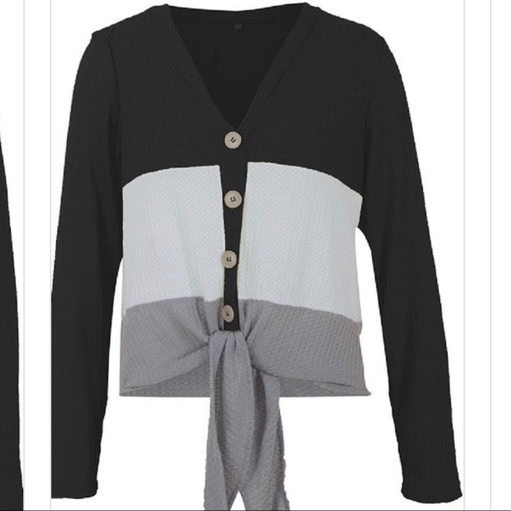 ✨LAST ONE!✨Waffle knit color block top - Picture 4 of 6
